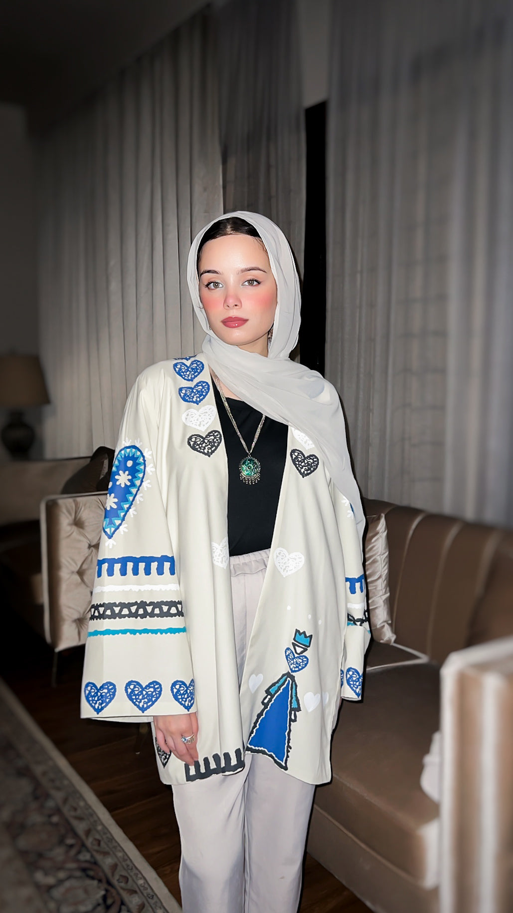 Scribbled Hearts Short Kimono