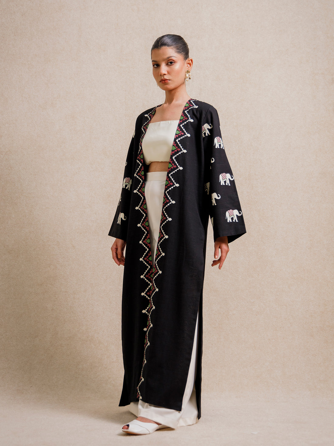 Indian Black Elephant Long Kimono