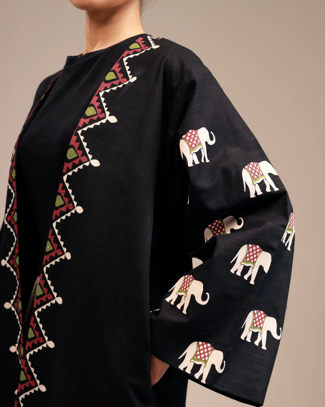 Indian Black Elephant Long Kimono