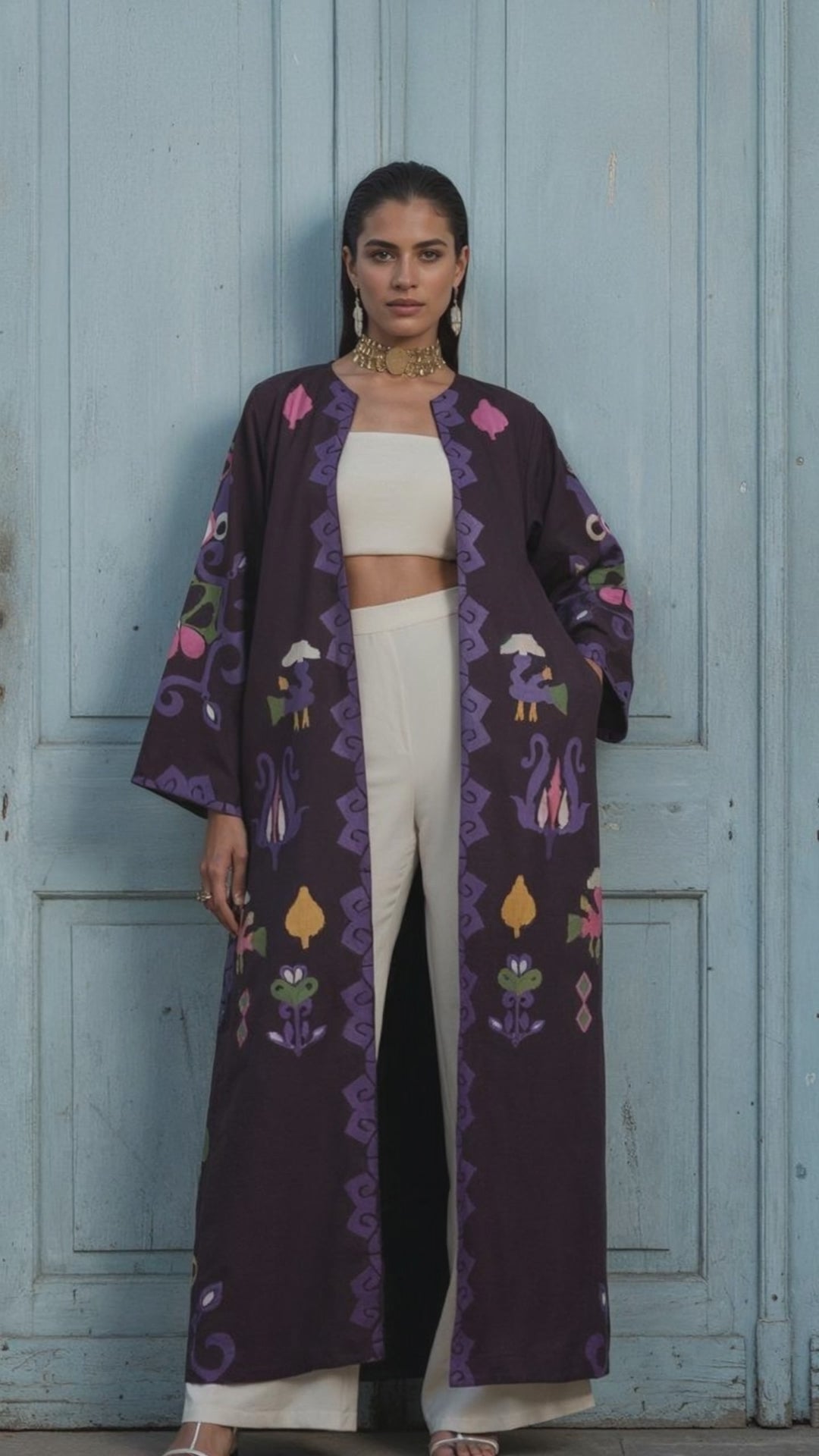 Royal Caravan Purple Long Jacket