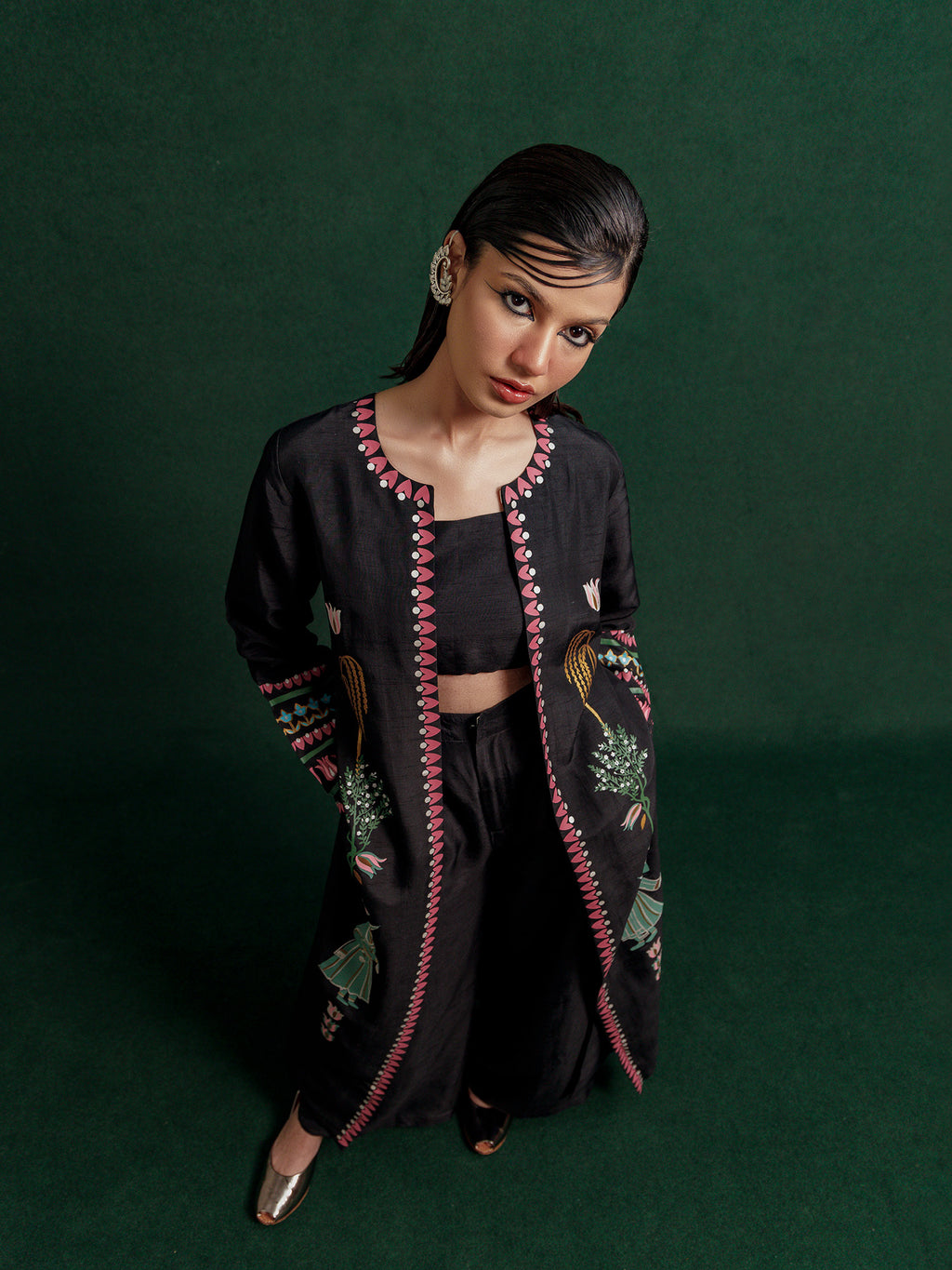 Courtyard Dance Black Long Jacket